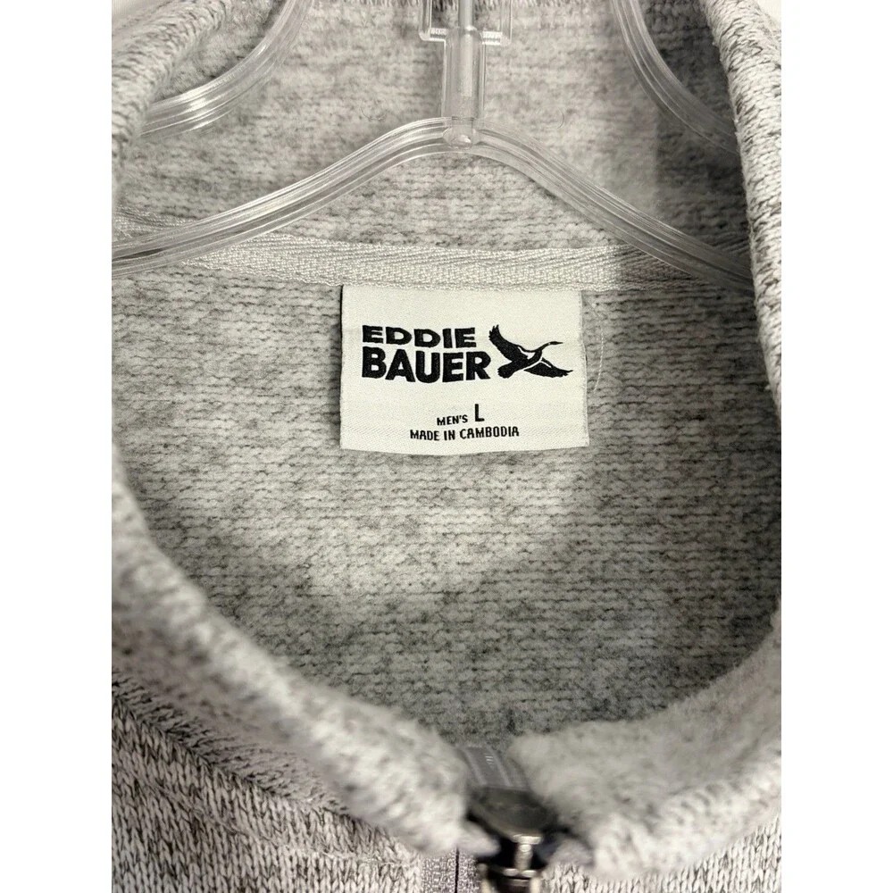Eddie Bauer Men's Pullover Top Long Sleeve 1/4 Zip Light Gray Heather Size Large